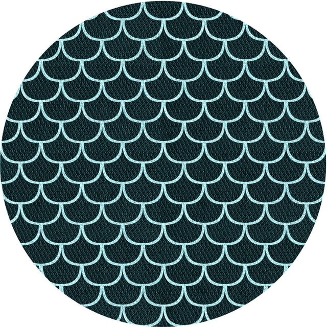 Ahgly Company Tapis Rond Lavable en Machine Intérieur Transitionnel Vert Profond, 3 Pieds Rond