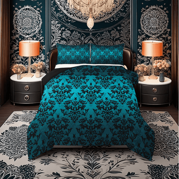 Erosebridal Paisley Mandala Bedding Twin Comforter Set,Bohemian Southwestern Down Comforter,Exotic Style Decor,Reversible,Lightweight,2-Piece