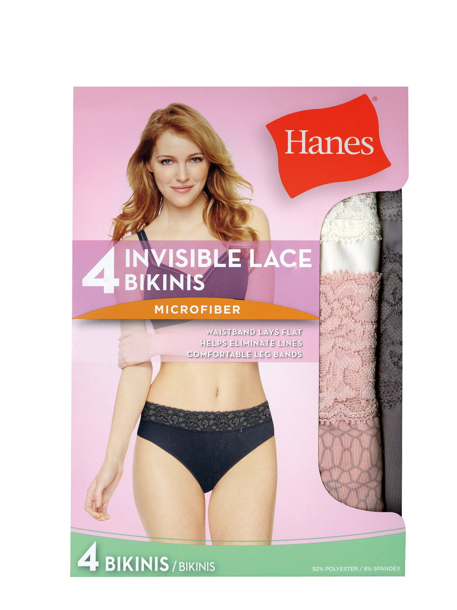 Hanes Women's Invisible Lace Bikini Panties, 4-Pack 