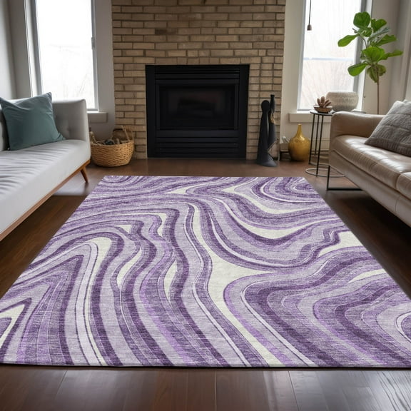 Addison Rugs Chantille Indoor/Outdoor Transitional Swirls Lavender Washable Rectangle Rug, 8' x 10'