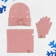 thumbnail image 2 of HNMKIU Autumn Winter Kids Hat Scarf 3-Piece Set Cozy Bow Design Baby Toddler Toddlers Warm Knit Accessories Boys Girls Outdoor Playwear Pink - One Size, 2 of 9