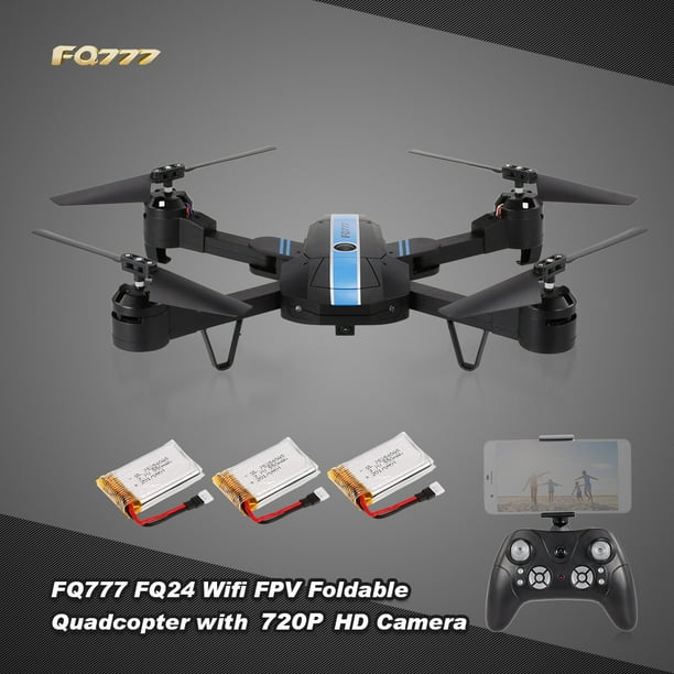 FQ777 FQ24 6- Gyro WIFI FPV 720P HD Camera Quadcopter Foldable G-sensor RC Selfie Drone Two Extra Battery RTF