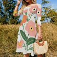 thumbnail image 4 of Pretty Floral Bouquet Spring Blooms Sweetheart Knot Flared Dress Fashion Design Large Size Loose Dress Spring Summer Women Dress, 4 of 9