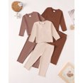thumbnail image 5 of 2T Baby Girls Clothes 3T Girls 3 Pack Fall Winter Outfits Set Toddler Girl Long Sleeve Top Pants 6PCS Clothing Set Brown, 5 of 6