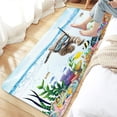 thumbnail image 3 of Sea Turtle Bathroom Rug, Nautical Turtle Non Slip Bath Mat with Underwater Seashell Bathroom Accessories Shower Mat Marine Animals Blue Ocean Kitchen Rug Non Slip Mat Soft for Toilet Tub RV(17"X48"), 3 of 5