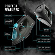 PurSteam 1200W Professional Steam Iron, Burst/Spray & Non-Stick Soleplate, Auto Shut-Off