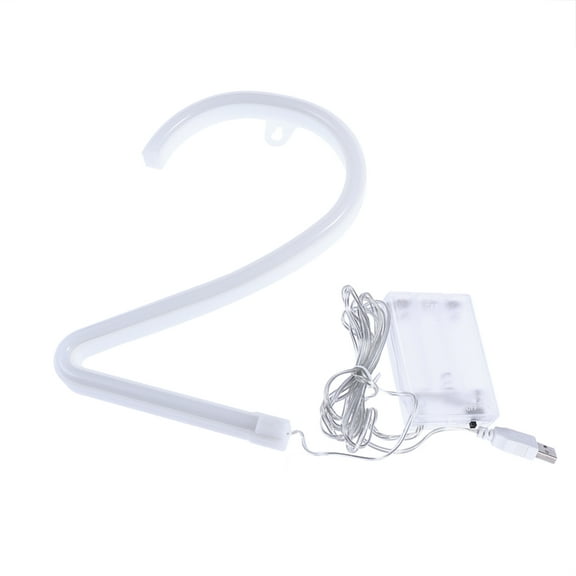 Neon Lamp Roman Numerals Shape LED Night Light for Birthday Wedding Party Bedroom Wall Hanging Decor without Batteries - Warm White Light (Number 2)