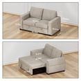 thumbnail image 2 of CHITOOMA 60'' Linen Pull Out Sofa Bed Convertible Sleeper Couch with Charging Port, Upholstered Sectional Sofa with 2 Pillows, Reclining Sofas for Living Room, Beige, 2 of 8