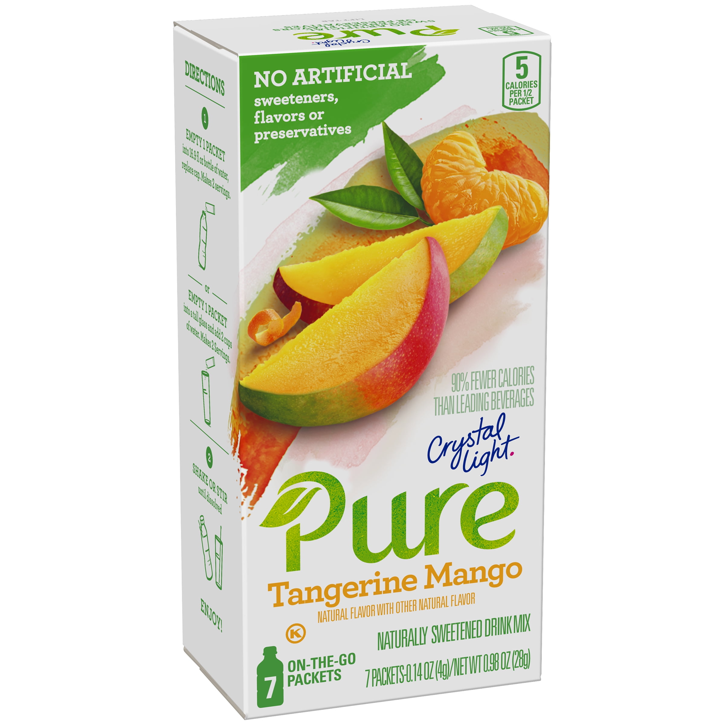 Crystal Light Pure Tangerine Mango OnTheGo Powdered Drink Mix, 7 ct