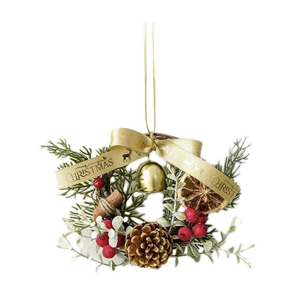 Btomtd 4" Christmas Wreath with Bells for Window and Porch Hanging, Decorative Wreaths with Bells for Tree and Home, Holiday Garland Gift, Festive Bells Christmas Decor, D