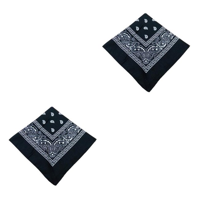 Soidarity Pañuelo cuadrado de poliéster a la moda, pañuelo para la cabeza de Cachemira, pañuelo multifuncional, accesorios para pañuelos, Negro 2Conjunto