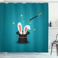 thumbnail image 1 of Ambesonne Bunny Shower Curtain, Magicians Hat with Ears Stars, 69"Wx75"L, Petrol Blue Multicolor, 1 of 3