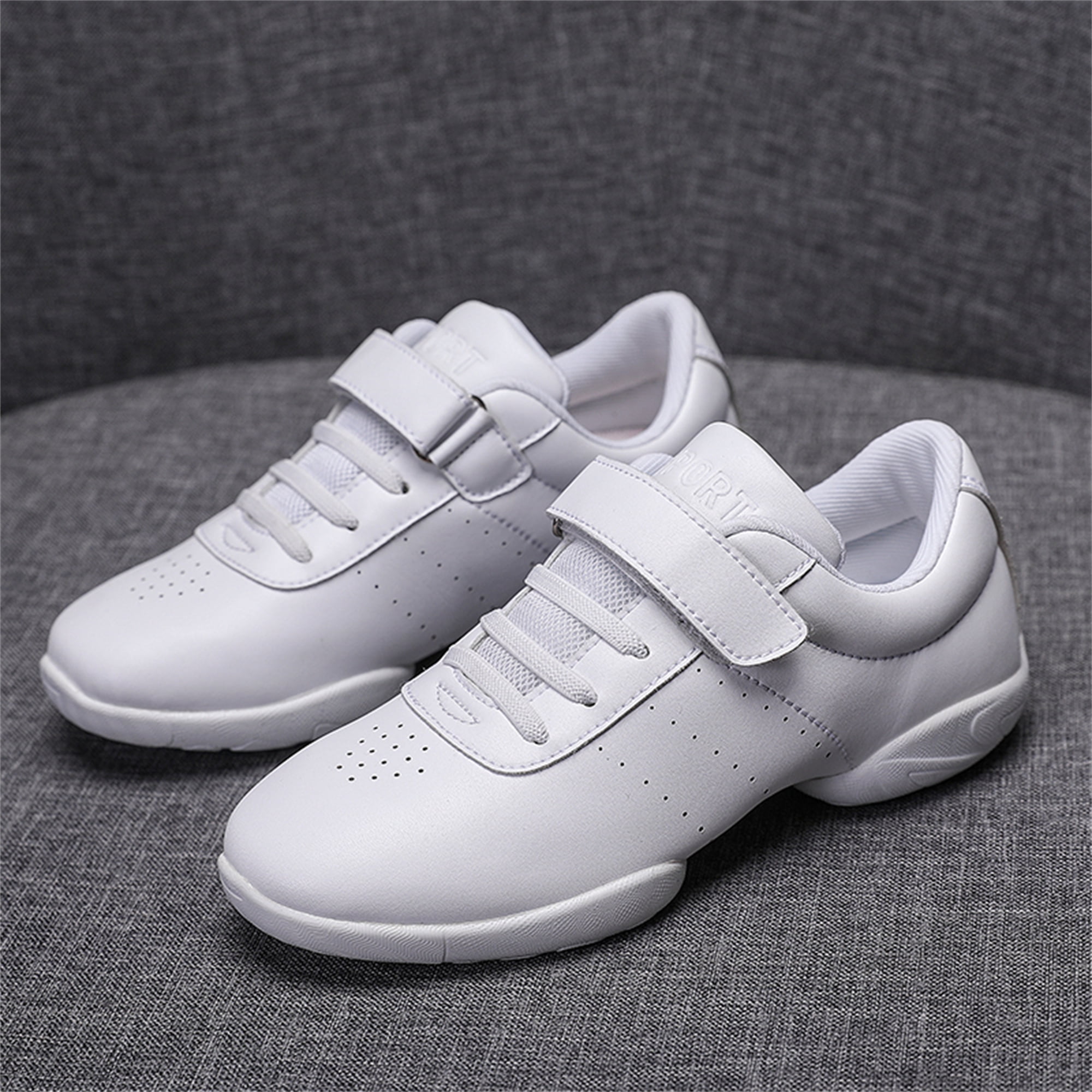 YOURDIARY Cheer Shoes for Youth Girls, White Varsity Cheerleading Shoes for Youth, Breathable and Lightweight Dance Athletic Flats