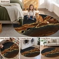 thumbnail image 6 of Round Area Rug-3ft Brown Gold Marble Texture Non Slip Washable Circle Carpet Soft Large Floor Rugs for Living Room Bedroom Nursery Office, 6 of 9