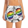 thumbnail image 2 of Vsdgher Panda with Sun glasses Print Women's Running Double Layer Shorts High Waisted with Pockets Elastic Yoga Workout Athletic Gym Sports, 2 of 8