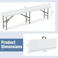 thumbnail image 3 of Gymax 3 PCS Folding Picnic Table Set w/ 6 ft Table & 2 Benches HDPE Tabletop Bench Top Coffee, 3 of 8
