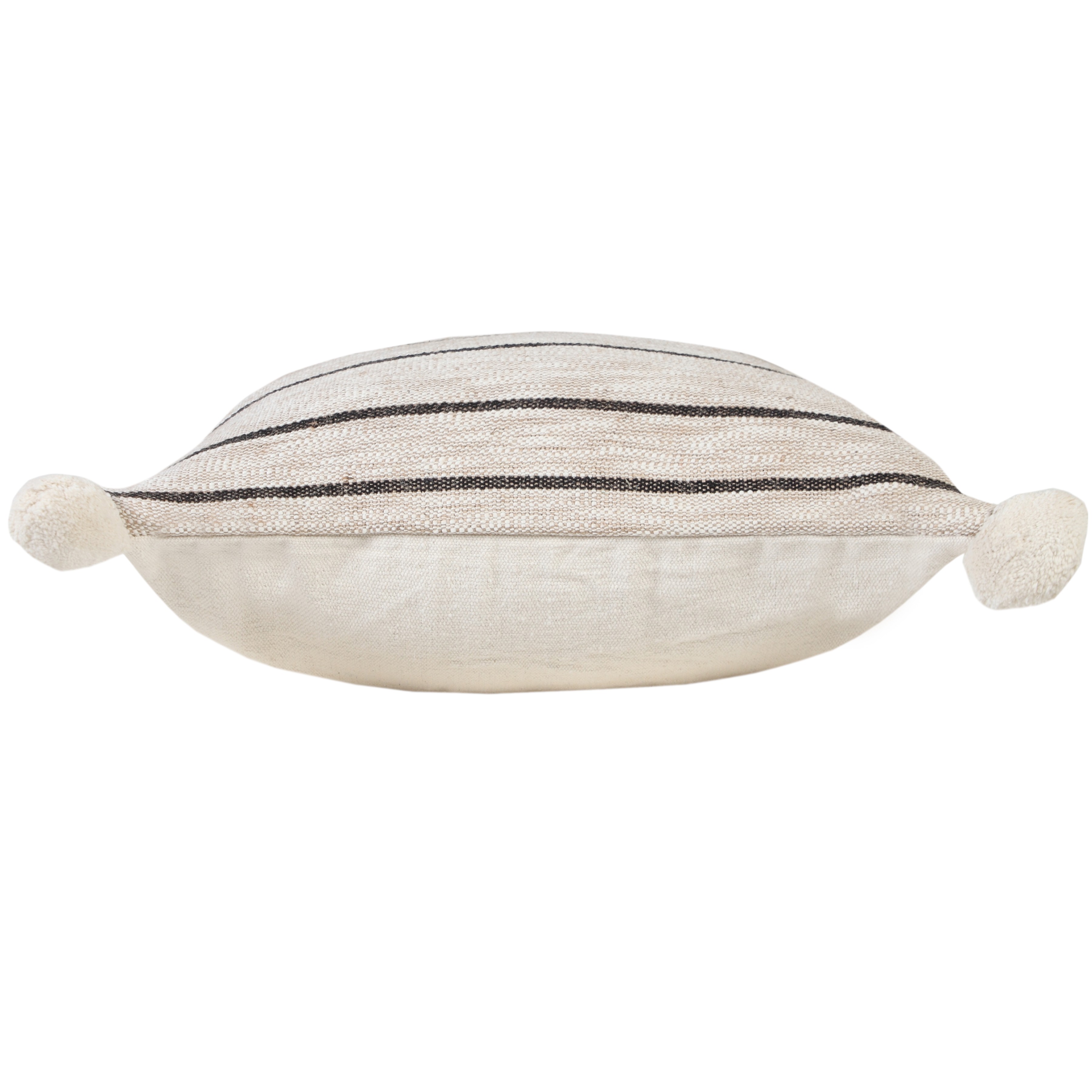 Harlow Hill Quade 20" x 20" Striped Jute Blend Adult Decorative Feather Filled Pillow, Beige/White/Black