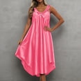 thumbnail image 3 of Silky Nightgowns For Women Sleeveless Midi Satin Night Gown Soft Ice Silk Nightdress Flowy Long Sleep Dress, 3 of 5