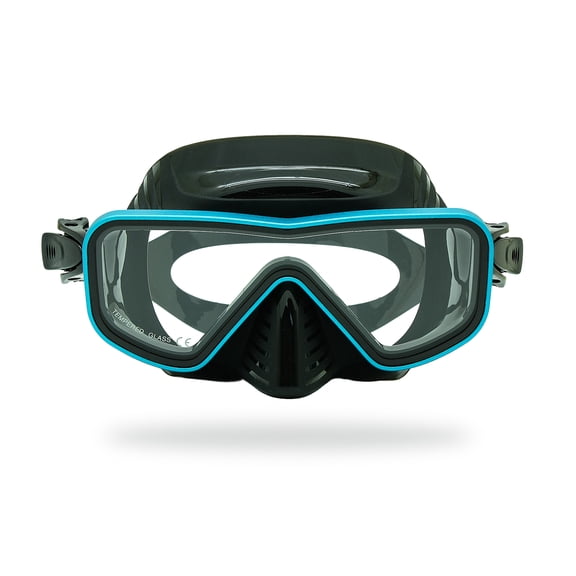 Diving Mask Snorkel Goggles HD Tempered Glass Panoramic Vision Leak Proof Anti-Fog Aluminum Alloy Frame