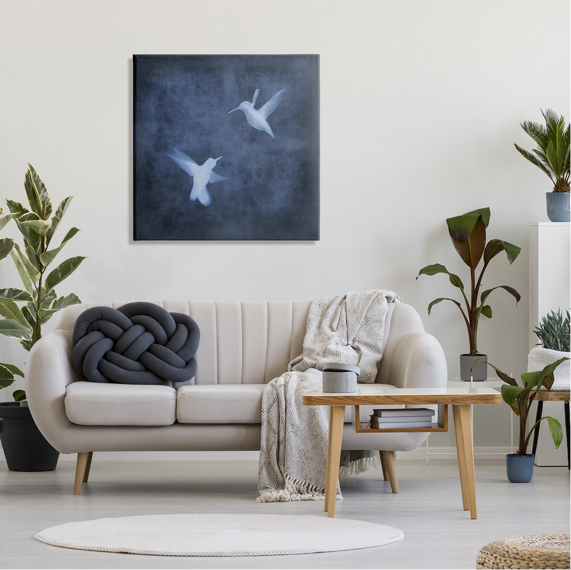 Stupell Abstract Blue Hummingbirds Silhouettes Animals & Insects Painting Gallery Wrapped Canvas Print Wall Art