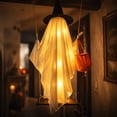 thumbnail image 6 of Hanging Swinging Ghost Halloween Decor - Outdoor Halloween Decorations with Ghost on A Swing for Outside Garden Yard Porch Tree, Large Spooky Cute Ghosts with String Lights for Indoor Party, 6 of 6