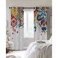 thumbnail image 3 of Bohemian Floral Blackout Curtains 63 Inches Long for Bedroom, Retro Abstract Flowers Boho Ethnic Thermal Insulated Room Darkening Black Out Window Curtain Panels Grommet Drapes for Living Room, 3 of 8