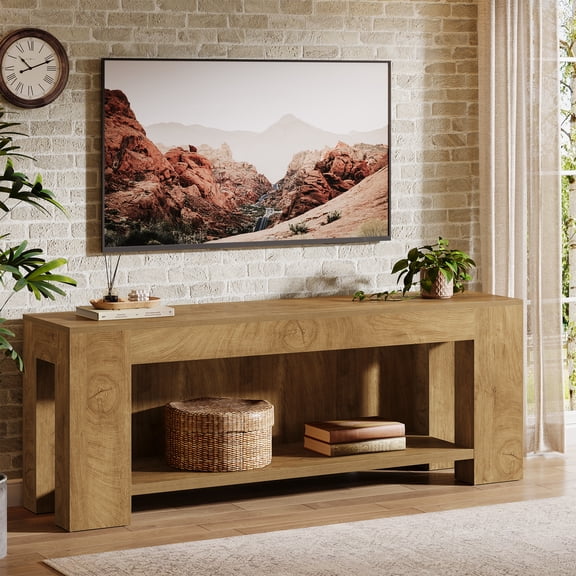 Tribesigns 63" TV Stand for 55/60/65/75-Inch TVs, Farmhouse Entertainment Center Console Table for Living Room, Bedroom (Rustic Brown)