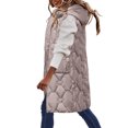 thumbnail image 1 of Gibobby Chamarra acolchada ligera para mujer, Chaleco largo de invierno para mujer, con cierre, ligero, acolchado, moderno, cálido, con capucha, ropa de chamarra(Caqui,XG), 1 of 4