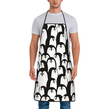 

Jgfou Cartoon Penguin Print Anti-fouling Apron for Men Women Waterproof Oil-Proof Kitchen Apron with Adjustable Straps Pocket and No-Pill No-Fade Fabric