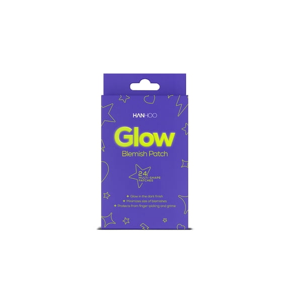 Hanhoo Glow in the Dark Pimple Patches 24 Count Multi-shaped Zit Stickers for Acne Spot Treatment