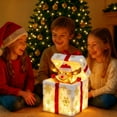 thumbnail image 2 of 12in Motorized Lighted Reindeer Gift Box with LED Lights, Auto-Opening Velvet Present for Indoor Outdoor Christmas Decor, Weather-Resistant Holiday Yard or Mantel Display, 2 of 3