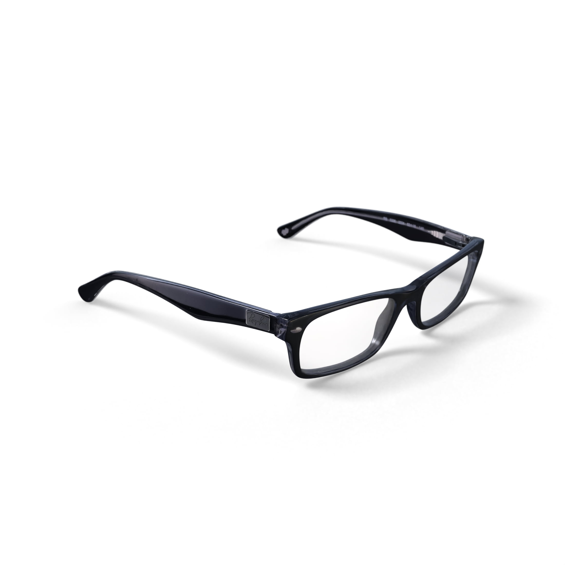 Ray-Ban RB5206 Optics Glasses, Prescription Eyeglasses with Case, Demo Lens/Black On Transparent, Size 52
