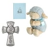 Baby Boy Gift Set with Cross, First Keepsake Bible and Praying Musical Lamb