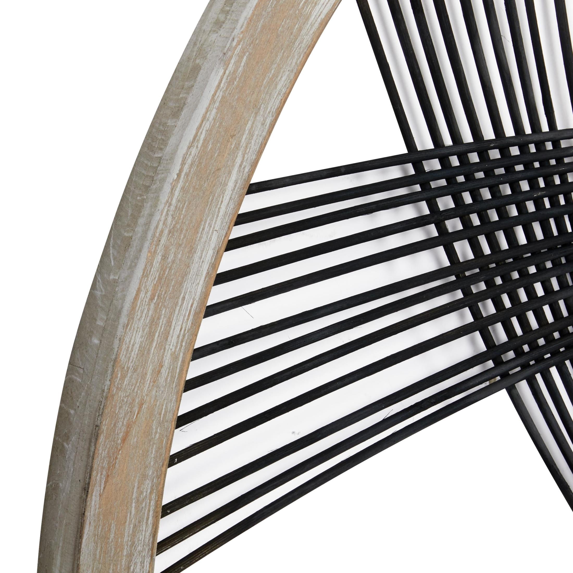 DecMode Black Wood Woven Geometric Wall Decor