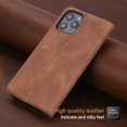thumbnail image 2 of POLA Retro Classic Magnetic PU Leather Flip Wallet Card Holder Phone Case Cover for iPhone 12 / 12 Pro (Brown), 2 of 9