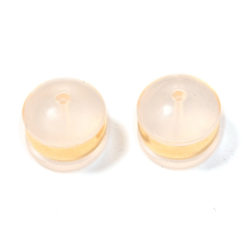 300 pc TPE Plastic Ear Nuts with 316 Surgical Stainless Steel Findings Earring Backs Half Round/Dome Real 18k Gold Plated 4x5.5mm
