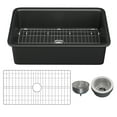 thumbnail image 2 of Black 32" Fireclay Dual Mount Rectangle Kitchen Sink with Bottom Grid and Basket Strainer 69Lb, 2 of 7