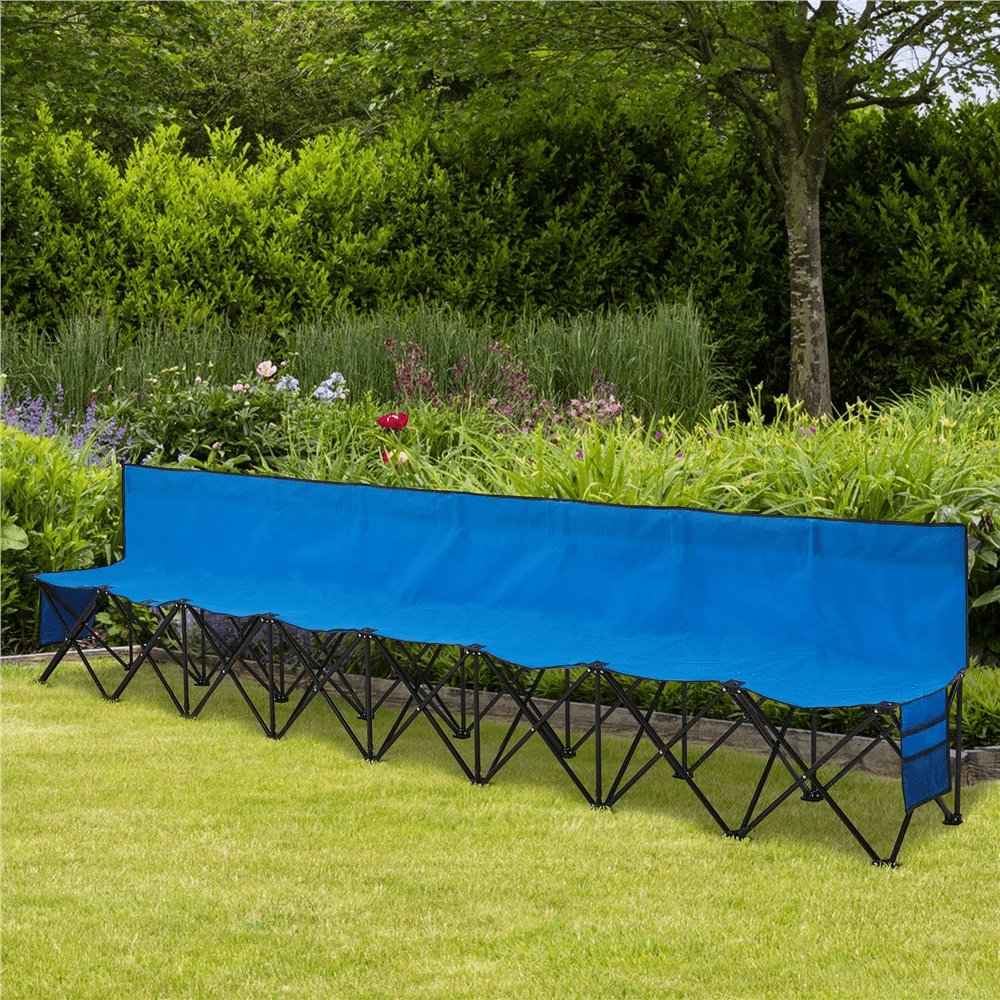 Renwick 8-Seat Folding Camping Bench with Backrest, Blue