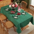 thumbnail image 2 of SASTYBALE Christmas Tablecloth Jingle Bells Holly Berry Jacquard Waterproof Wrinkle Free Damask Table Cloths, Fabric Table Cover for Xmas, Holiday, Winter, Party, 2 of 7