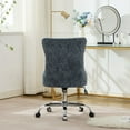 thumbnail image 3 of Home Office Chair with Wheels & Silver Base,Cute Chenille Fabric Makeup Vanity Chair with Tufted Back for Bedroom,Upholstered Adjustable Swivel Comfy Desk Chair for Girls Women,Light Blue, 3 of 8