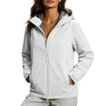 thumbnail image 2 of Ynynloco Women's Softshell Jacket with Pockets Lightweight Fleece Lined Rain Jacket Machine Washable Waterproof Warm Windbreaker Coat, 2 of 9