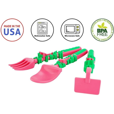 Constructive Eating Made in USA Garden Fairy Set of 3 Utensils for Toddlers, Infants, Babies and Kids - Made With Materials Tested for Safety