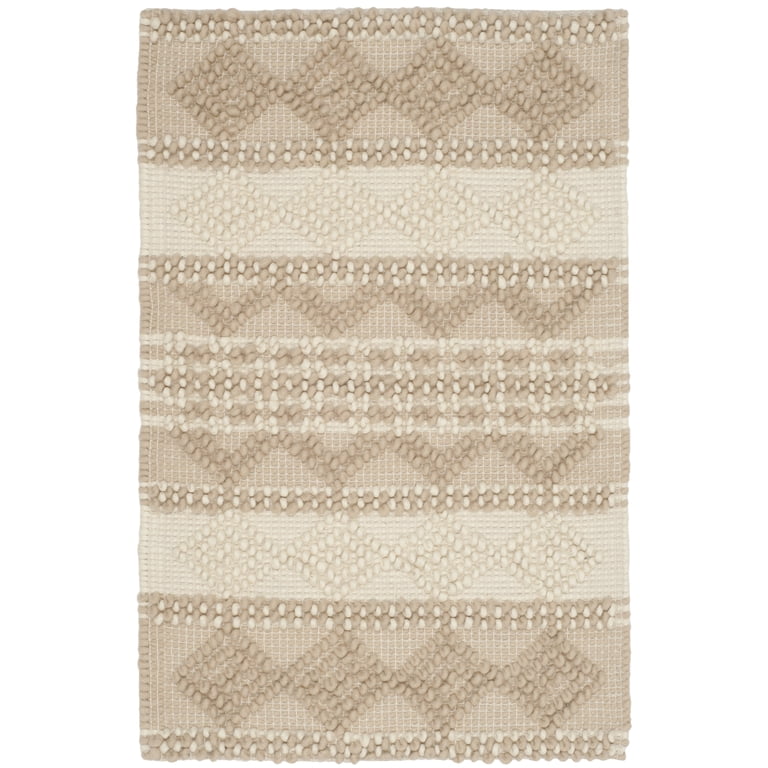 SAFAVIEH Natura Collection Handmade Wool Area Rug - 6' X 6' Square, Beige (NAT623B)