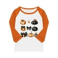 thumbnail image 4 of Abcomgle Girls Halloween Shirts 5t Spooky Bow Pumpkin Graphic Tee Shirts for Girls Crewneck 3/4 Raglan Sleeve Tshirts for Kids Fall Funny Scary Top for Girls,12-13 Years, 4 of 4