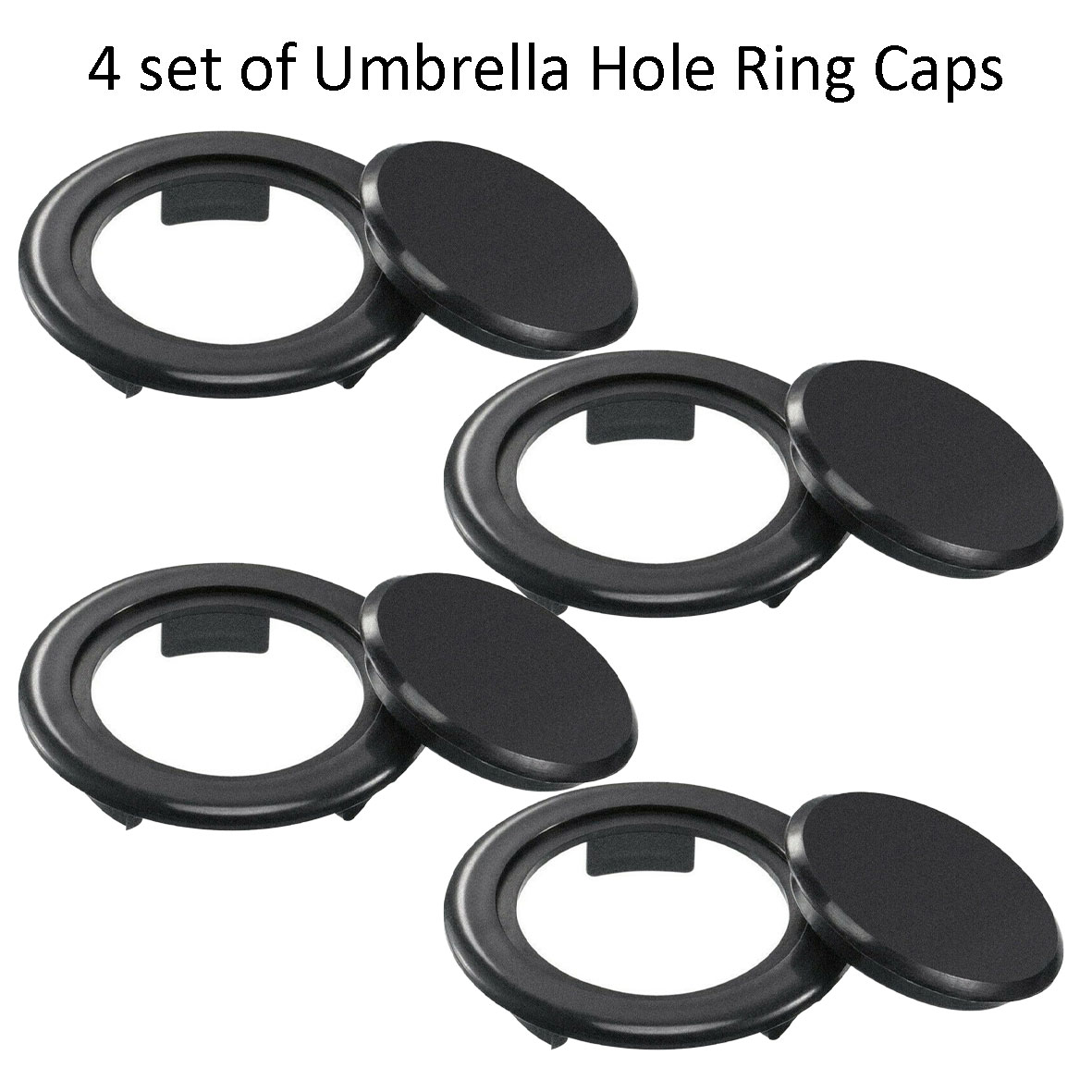 4 Sets 2 Inch Patio Garden Table Parasol Umbrella Hole Ring Cap Set