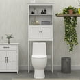 thumbnail image 5 of Over The Toilet Storage Cabinet,2-Tier Bathroom Shelves Organizer Space Saver Freestanding Restroom Shelf with 2 Doors,White, 5 of 7