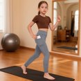 thumbnail image 2 of Amzcrzy Leggings Yoga Niñas 4 A 13 Años Cintura Alta Deportivos Cómodos Elásticos Control Abdomen Suaves Tacto Agradable Con Bolsillos Correr Ejercicio Gris, 2 of 9