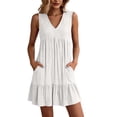 thumbnail image 4 of Admvng Womens Dress V Neck Pocket Sleeveless Tiered Ruffle Hem Casual Flowy Summer Dress, 4 of 7