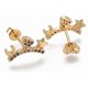 thumbnail image 2 of Un par de pendientes de latón con micro pavé de circonitas cúbicas. Pendientes sencillos con forma de corazón, estrella y luna. Diseño con tuercas de latón., 2 of 2