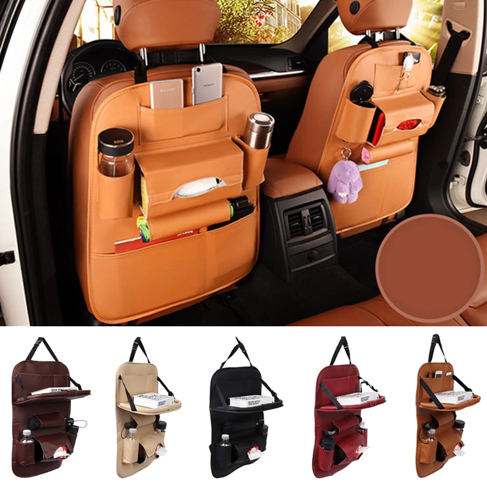 Yipa Car Seat Organizer with Foldable Table Tray, PU Leather Backseat Car  Organizer for Babies Toys Storage with Foldable Dining Table Holder Pocket 